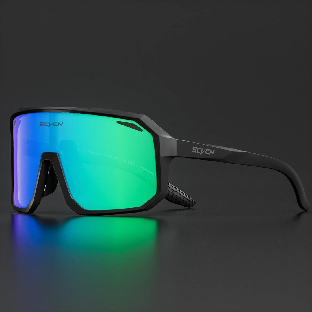 Unisex Radfahrer-Sonnenbrille mit UV400 Schutz, leicht und langlebig, ideal für Outdoor-Sport, modernen Look in Schwarz.