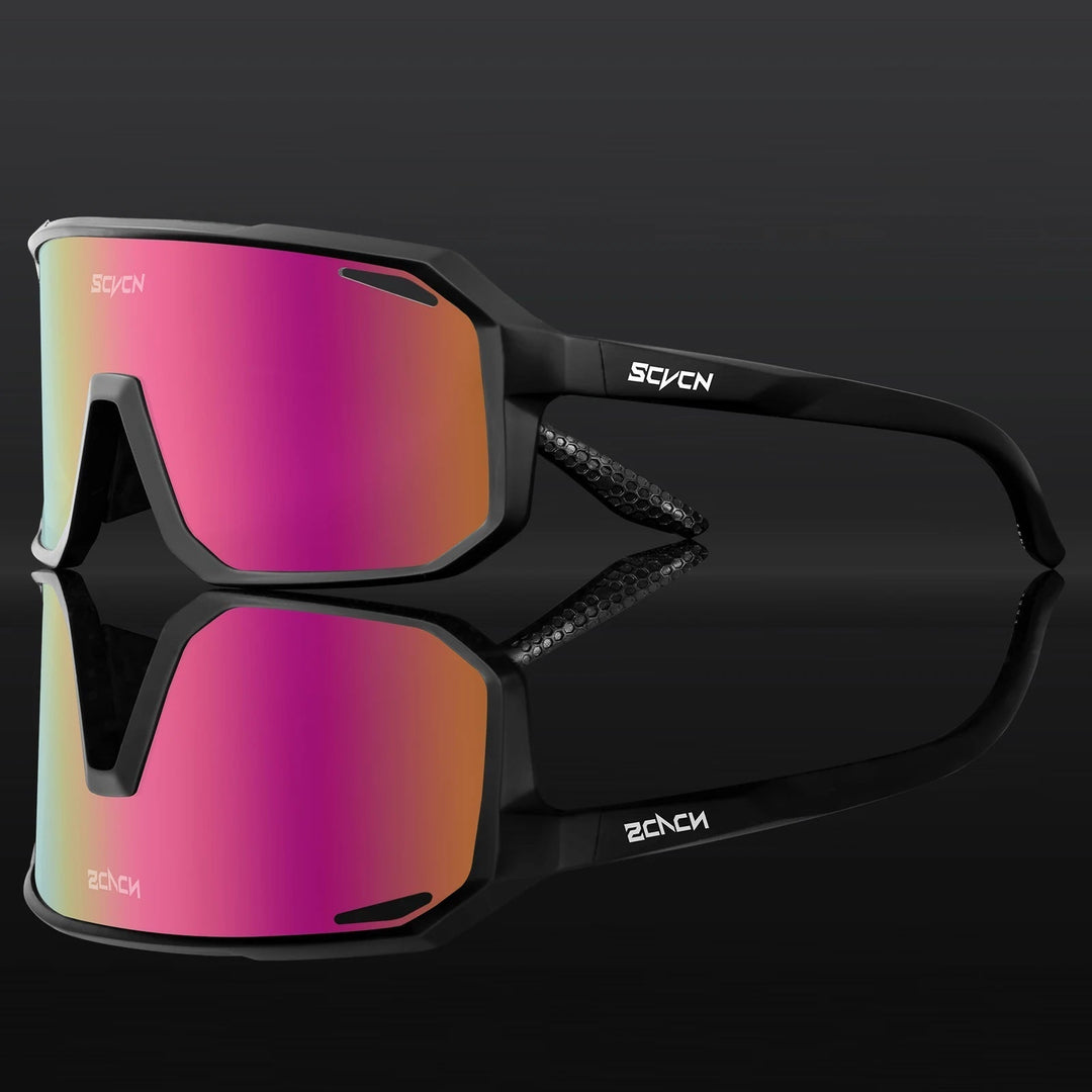 Unisex Radfahrer-Sonnenbrille mit UV400 Schutz, leicht und langlebig, ideal für Outdoor-Sport, modernen Look in Schwarz.