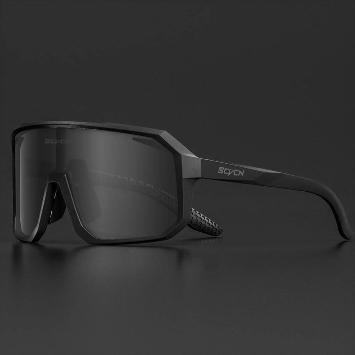 Unisex Radfahrer-Sonnenbrille mit UV400 Schutz, leicht und langlebig, ideal für Outdoor-Sport, modernen Look in Schwarz.