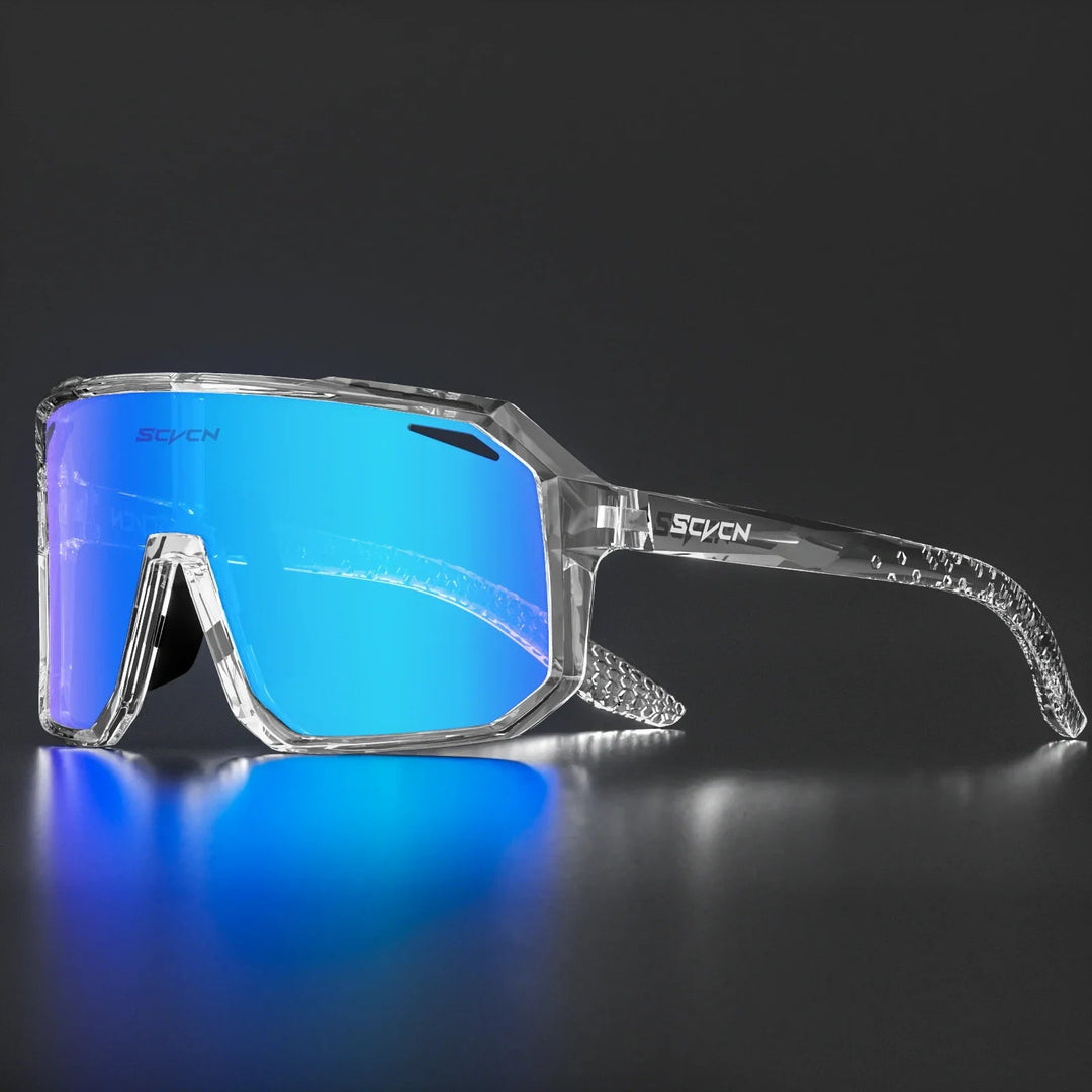 Unisex Radfahrer-Sonnenbrille mit UV400 Schutz, leicht und langlebig, ideal für Outdoor-Sport, modernen Look in Schwarz.