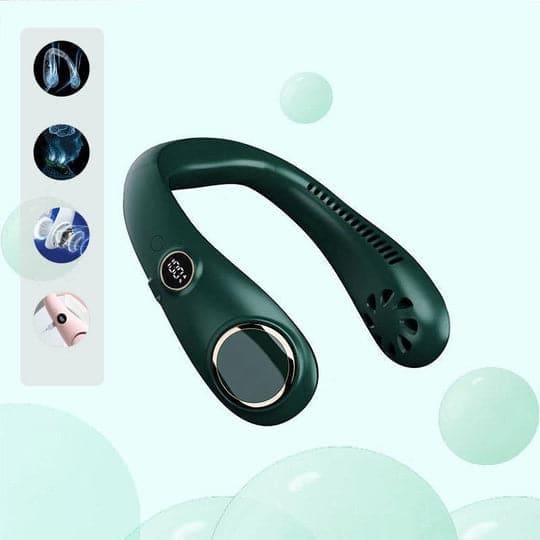 Portable rechargeable bladeless neck fan. A convenient personal cooler & hands-free cooling device for any activity.