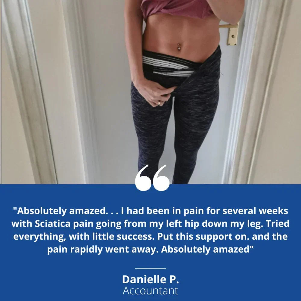 Back & hip support belt, unisex, ideal for sciatica pain relief & posture correction.