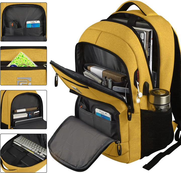 Smart anti-theft backpack with USB charging, water-resistant fabric, suitable for urban adventures.