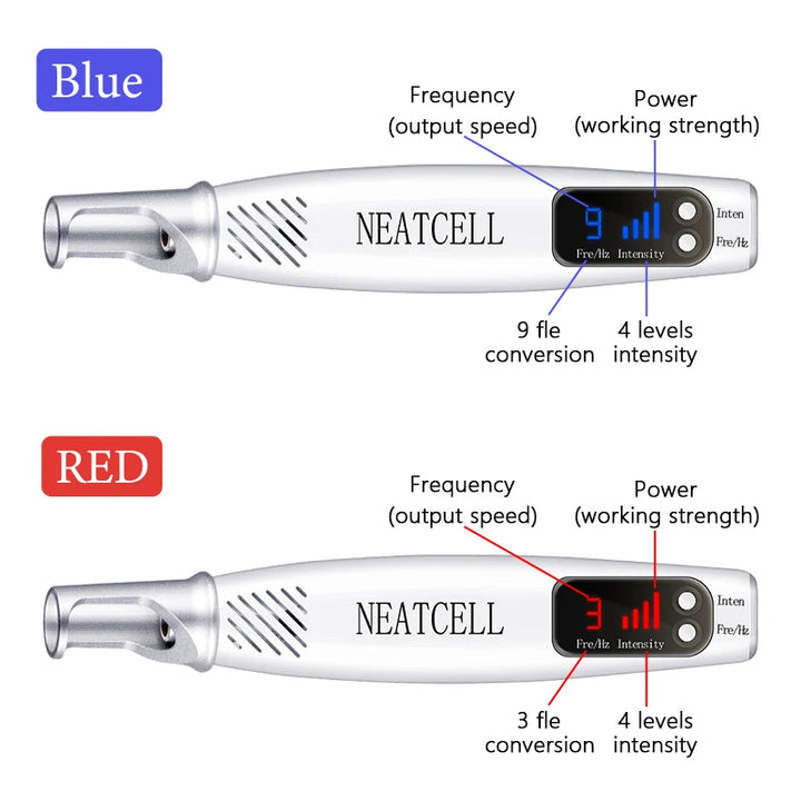 Compact picosecond laser pen for safe at-home tattoo, spot, & pigment correction. Unisex skin care device.