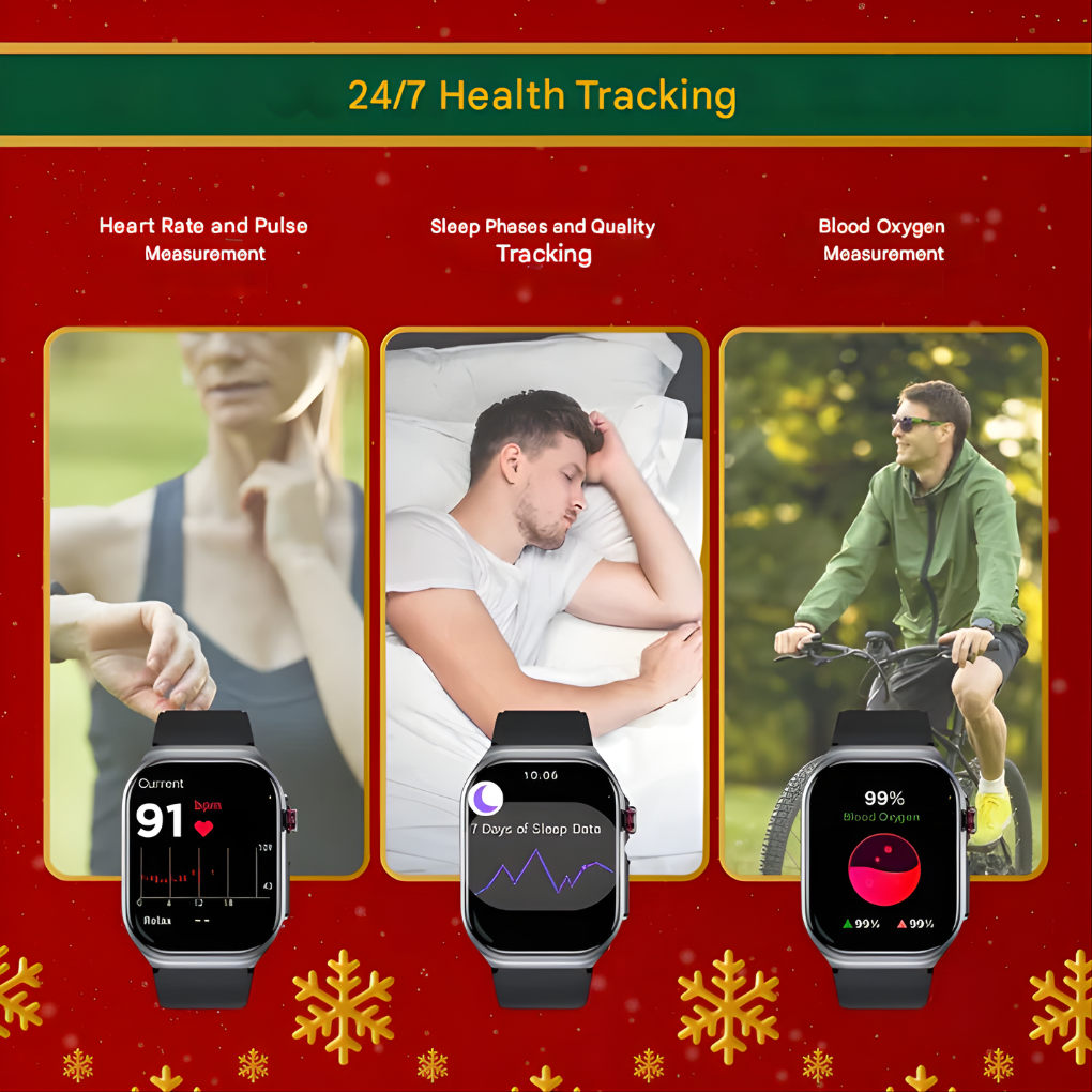 Unisex smartwatch with advanced health monitoring, heart rate tracking, and water resistance for all-day fitness.