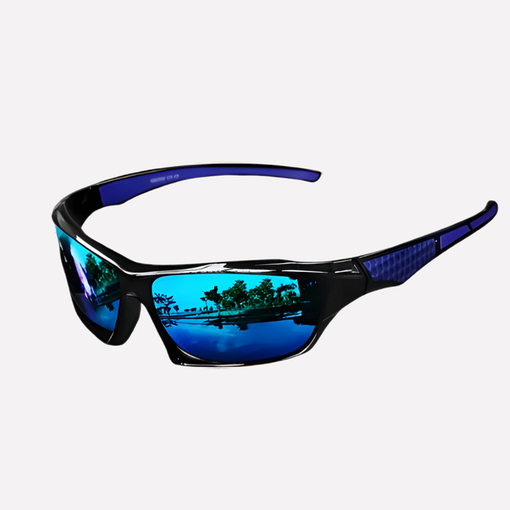 Athletic unisex wrap sunglasses, polarized UV400 for outdoor sports, reducing glare and protecting eyes.
