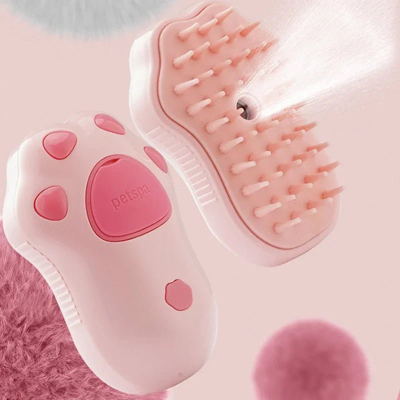 Close-up of a steam pet brush, ideal for pet hair removal and massage