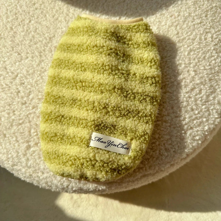 Cozy striped dog vest for pets, ideal for autumn & winter, unisex design.