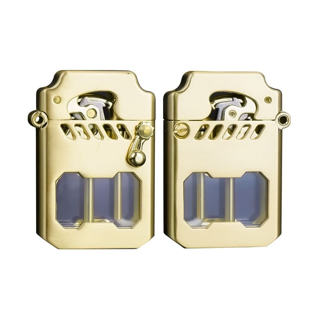 Metal gear mechanism windproof lighter, unisex design. A stylish and robust utility for outdoor activities.