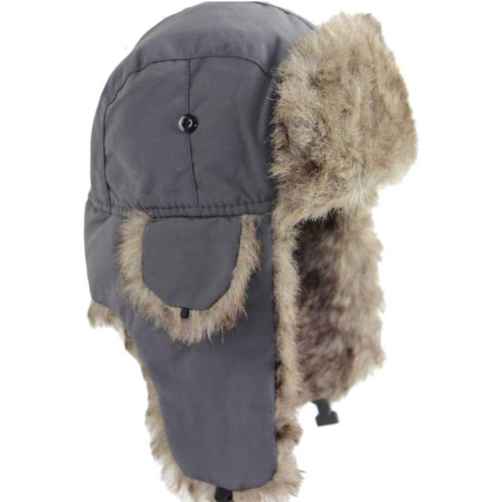 Snug fit winter hat with warm faux fur, designed as a unisex trapper hat for ultimate comfort in snow.