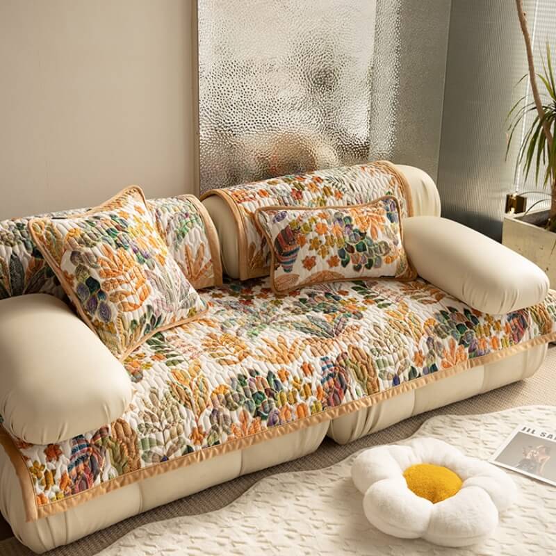 Unisex tropical pattern couch cover sofa protector for living room furniture, pet friendly