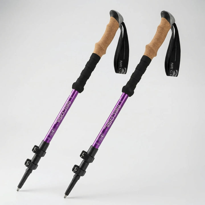Ergonomic ultralight hiking poles, fully adjustable for stability & support on challenging trekking trails.