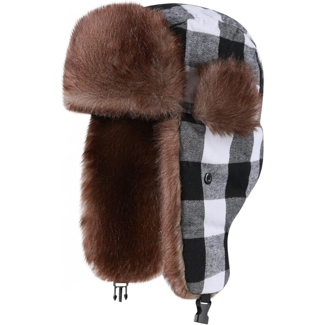Cozy unisex trooper hat, perfect for winter outdoor adventures and snow activities.
