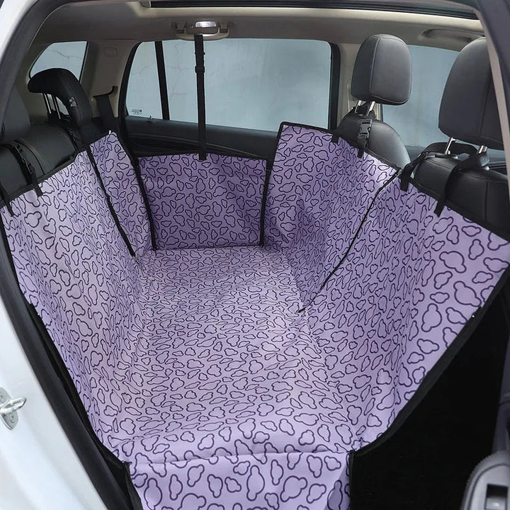 Pet car boot liner mat installed in SUV, showing full coverage for dog travel and car protection