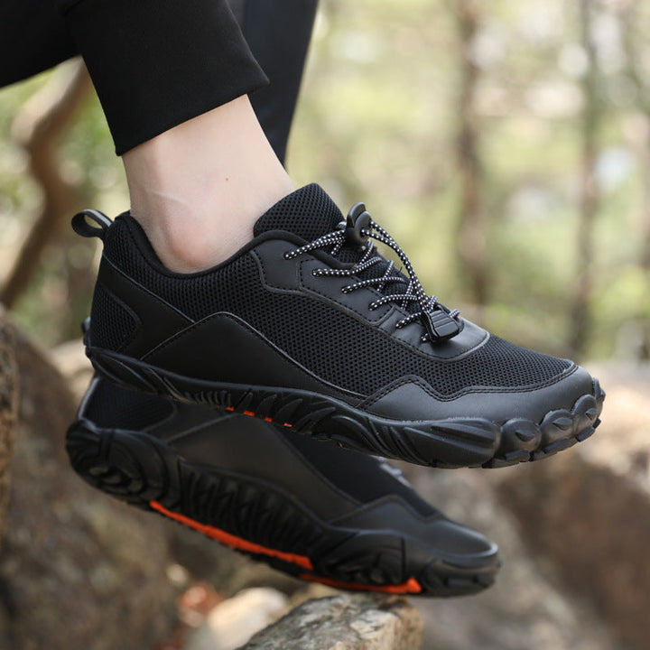 Barefoot-inspired zero-drop hiking shoes with wide toe box for a natural trail experience.