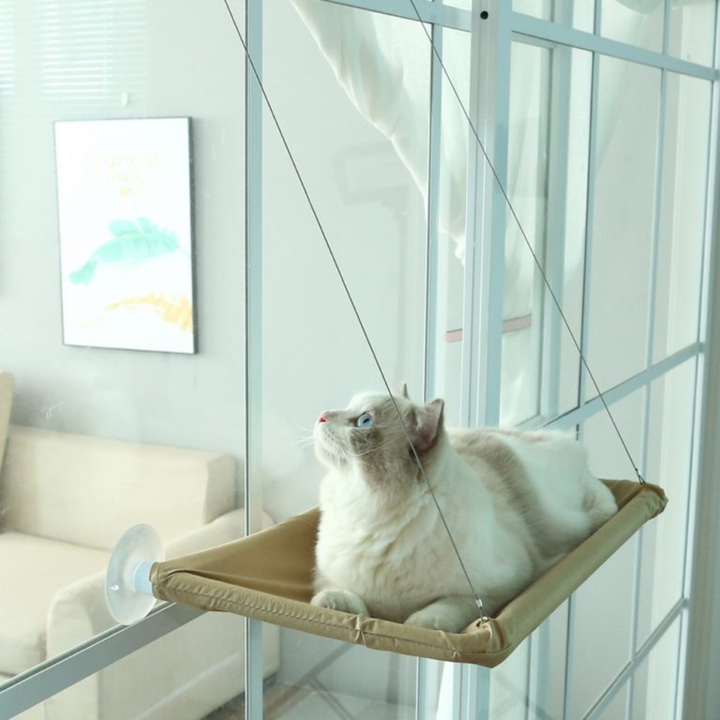 New4 cat window perch, a cozy pet bed with a durable frame, for small to medium cats.