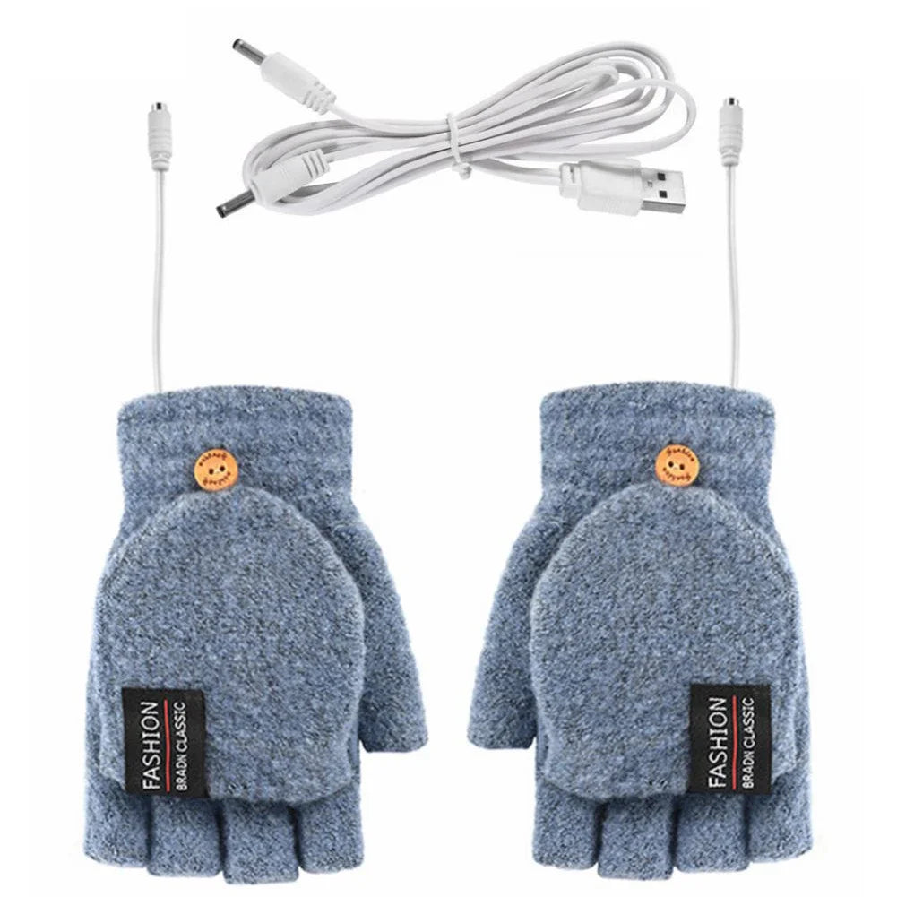 "USB wiederaufladbare beheizte Handschuhe, unisex, 3 Temperatureinstellungen, wintertauglich, in Blau, Grau, Kaffee, Tiefblau