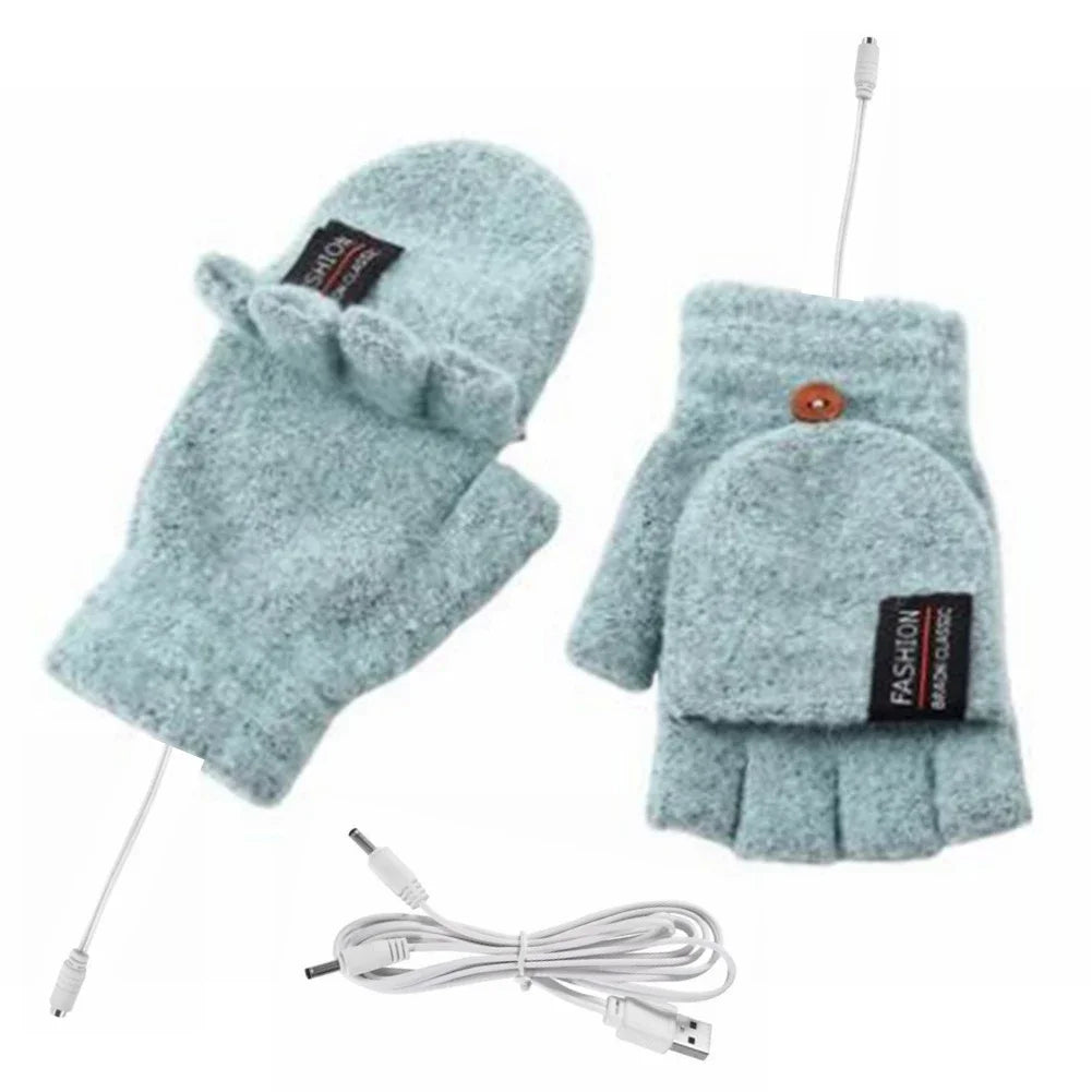 "USB wiederaufladbare beheizte Handschuhe, unisex, 3 Temperatureinstellungen, wintertauglich, in Blau, Grau, Kaffee, Tiefblau