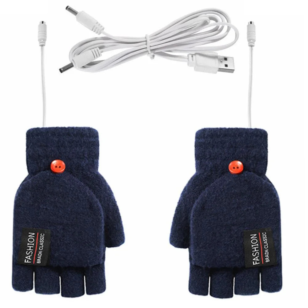 "USB wiederaufladbare beheizte Handschuhe, unisex, 3 Temperatureinstellungen, wintertauglich, in Blau, Grau, Kaffee, Tiefblau