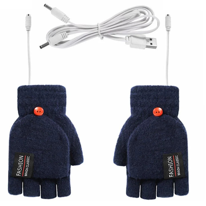 "USB wiederaufladbare beheizte Handschuhe, unisex, 3 Temperatureinstellungen, wintertauglich, in Blau, Grau, Kaffee, Tiefblau