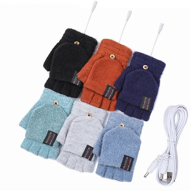 "USB wiederaufladbare beheizte Handschuhe, unisex, 3 Temperatureinstellungen, wintertauglich, in Blau, Grau, Kaffee, Tiefblau