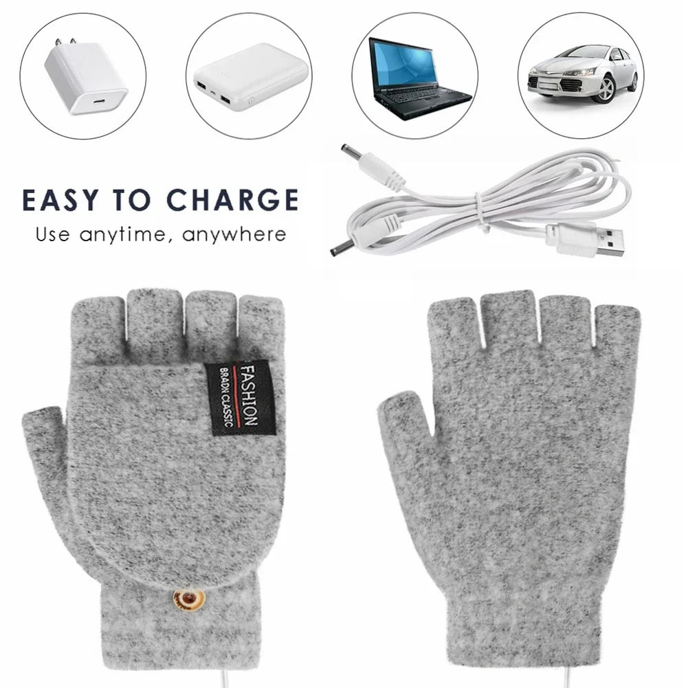 "USB wiederaufladbare beheizte Handschuhe, unisex, 3 Temperatureinstellungen, wintertauglich, in Blau, Grau, Kaffee, Tiefblau