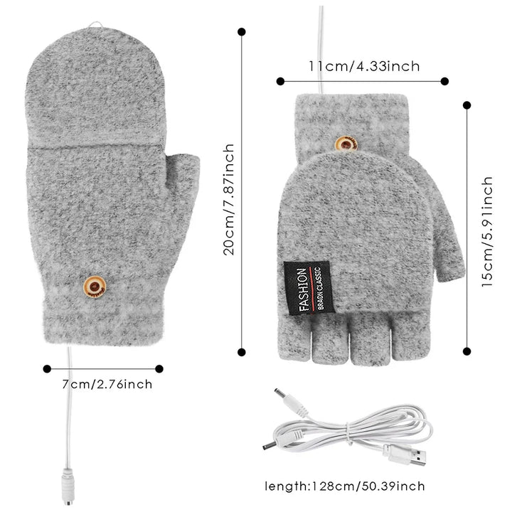 "USB wiederaufladbare beheizte Handschuhe, unisex, 3 Temperatureinstellungen, wintertauglich, in Blau, Grau, Kaffee, Tiefblau