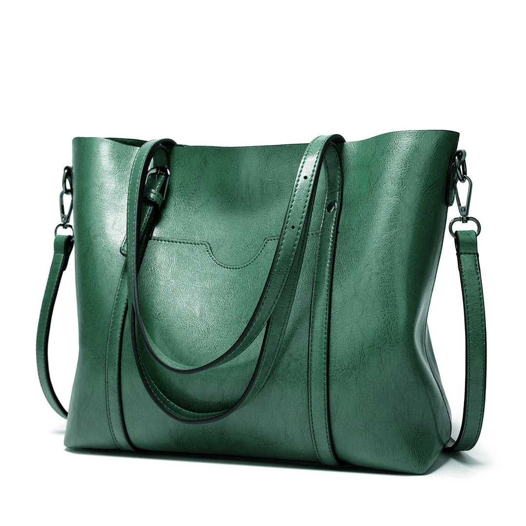 "Vegan lederhandtasche, stilvoll und geräumig mit handgefertigten Details, robuste Griffe, elegantes Design, Damenmode."