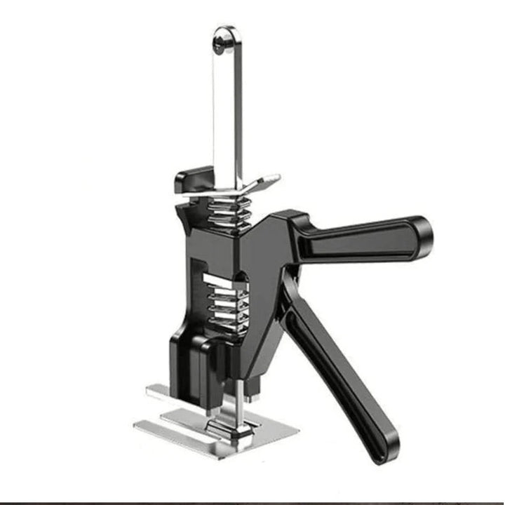 "Verstellbare Hebehilfe aus Stahl, ergonomisch, belastbar bis 150 kg, ideal für Bauprojekte, in elegantem Schwarz."