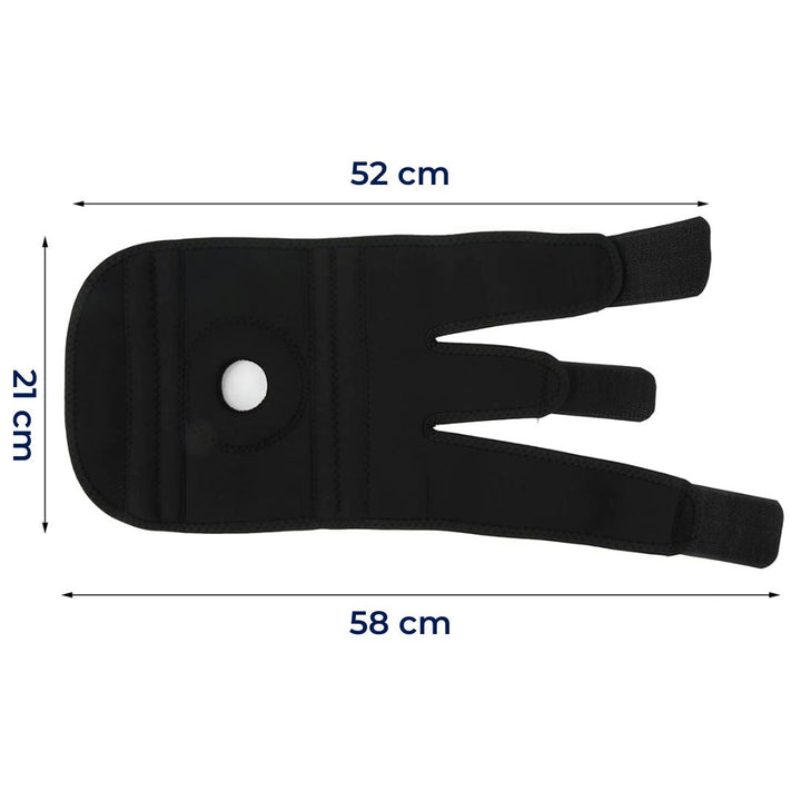 Verstellbare ProFlex Kniebandage in Schwarz, atmungsaktiv mit Stabilisatoren, ideal zur Schmerzlinderung und Unterstützung.