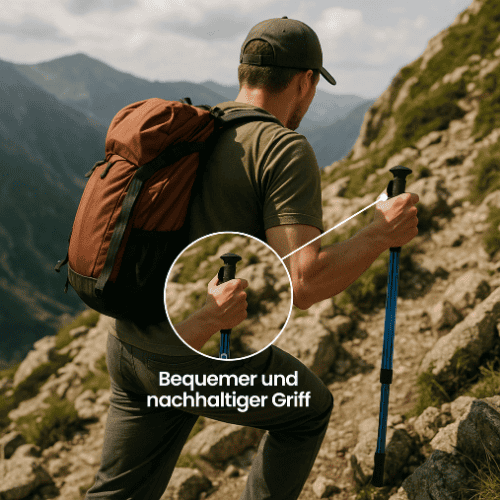 Verstellbare Wanderstöcke aus Aluminium, kompakt und faltbar, bieten Stabilität und Komfort für Trekking und Wanderungen.