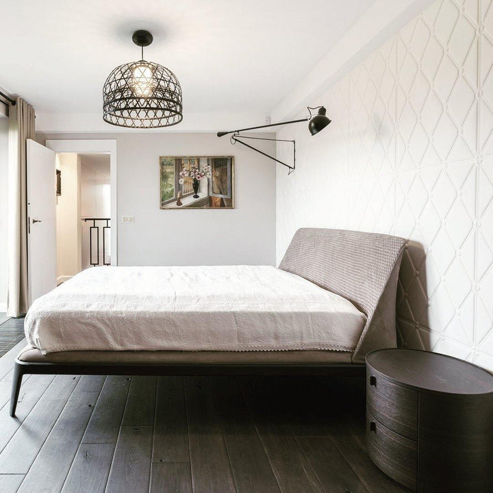 "Verstellbare Wandleuchte 265, industrielle Eleganz, Aluminiumschirm, Metallrahmen, flexible Beleuchtung für Zuhause."