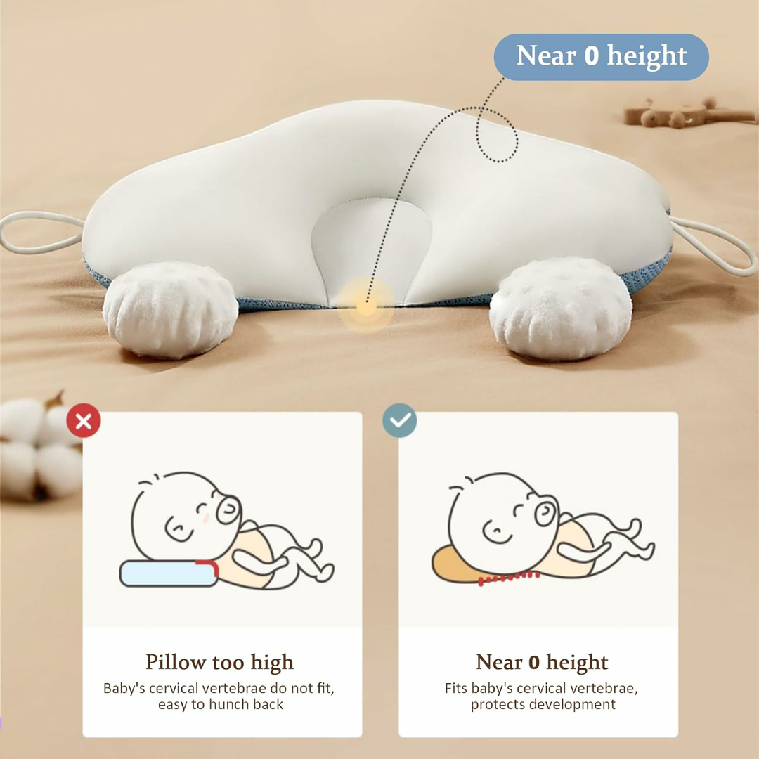 "Verstellbares U-förmiges Baby-Kissen aus Bio-Baumwolle, weich, hautfreundlich, bietet Nackenstütze für sicheren Babyschlaf."