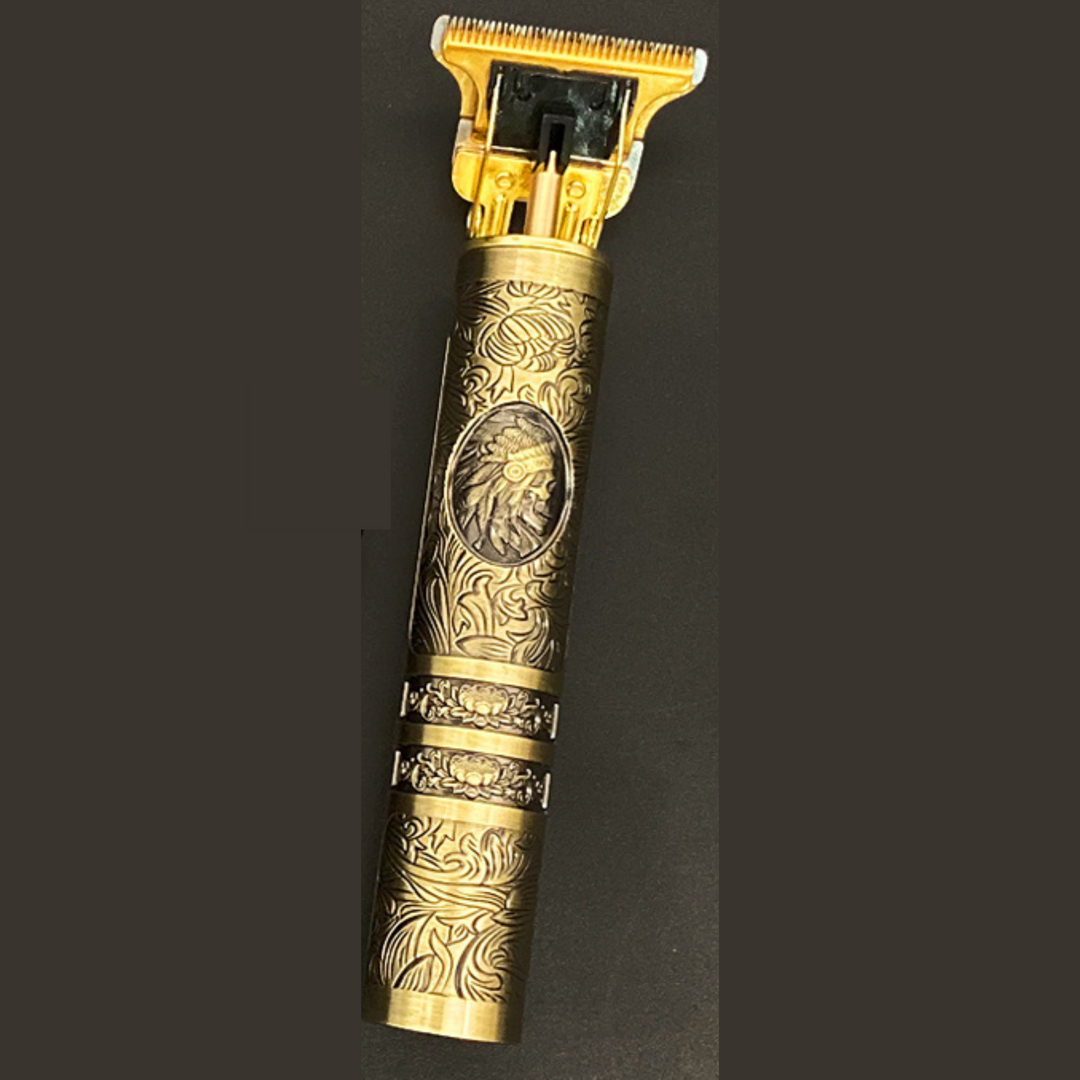 "Vintage Barttrimmer mit Präzisionsschnitt, ergonomisch, schwarz, wasserdicht, wiederaufladbar, ideal für Bartpflege."