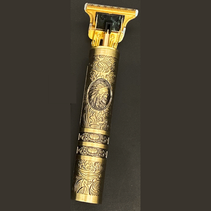 "Vintage Barttrimmer mit Präzisionsschnitt, ergonomisch, schwarz, wasserdicht, wiederaufladbar, ideal für Bartpflege."