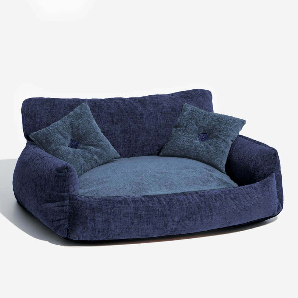 Chic pet furniture: vintage chenille dog bed/cat sofa, cozy and washable for all pets
