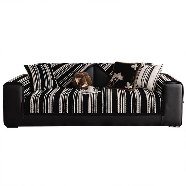 Beige vintage jacquard chenille couch cover, non-slip backing, a stylish home decor update.