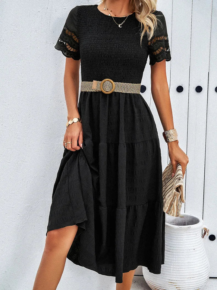 Vintage Sommerkleid Damen, Midi, Rundhals, luftiges Design, sommerlich, vielfältige Farben, elegant für jeden Anlass.