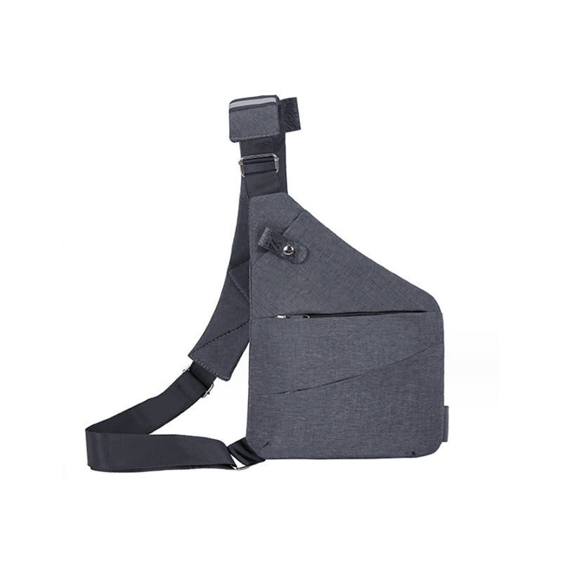 "Vorderansicht Anti-Diebstahl-Schultertasche in Schwarz, ergonomisches Design, Sicherheitsfächer, Nylon-Polyester-Mischung"