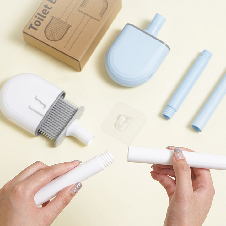 Wandmontierbare Toilettenbürste mit TPR Kopf, modernes Design, in verschiedenen Farben, für hygienische Badezimmerreinigung.