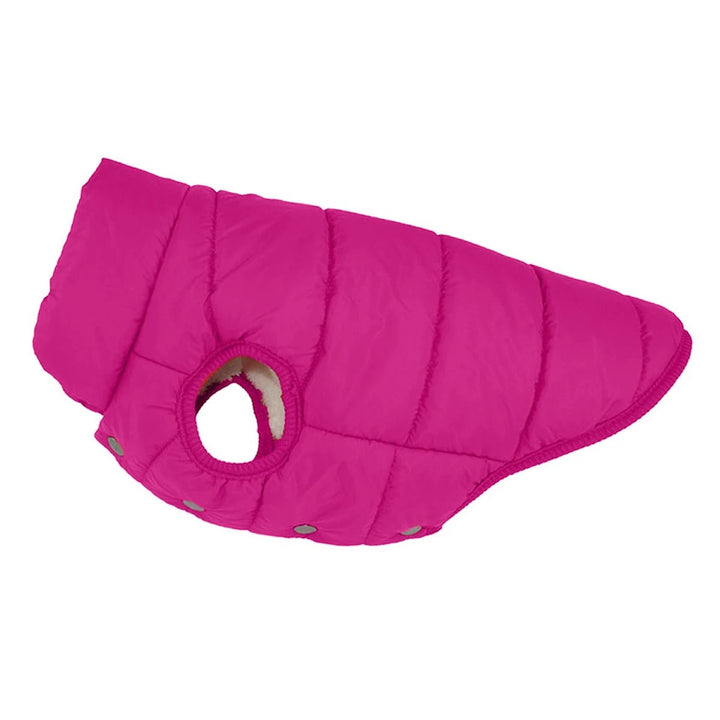 Black fleece-lined pet jacket for dogs, designed for warmth and comfort in chilly temperatures.