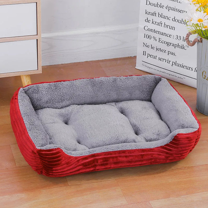 Durable waterproof pet bed close-up showing soft, easy-clean fabric, perfect for dog winter comfort.