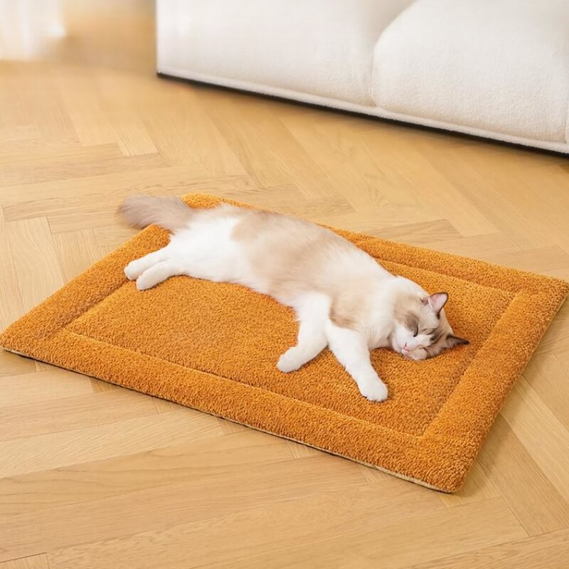 Washable dog bed, a warm plush pet mat designed for dog and cat comfort and pet accessories. Petcomfort.