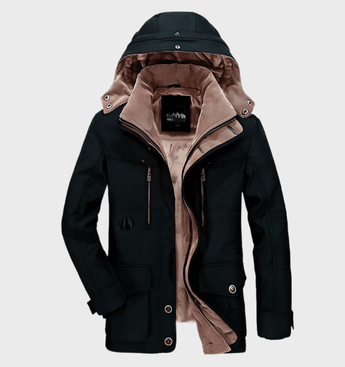 "Warme Herren Winterjacke, wasserdicht, atmungsaktiv, modernes Design, optimaler Wärmeschutz für kalte Tage."