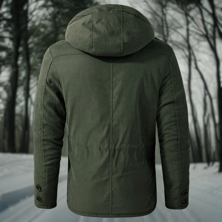 Warme Herren-Winterjacke, wasserdicht, stilvoll, mit modernen Nähten und vielseitigen Taschen, ideal für kalte Wintertage.