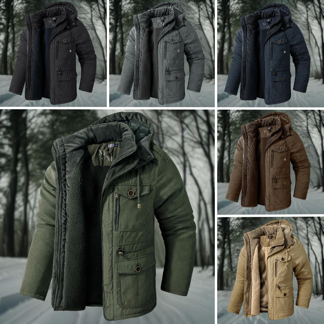 Warme Herren-Winterjacke, wasserdicht, stilvoll, mit modernen Nähten und vielseitigen Taschen, ideal für kalte Wintertage.