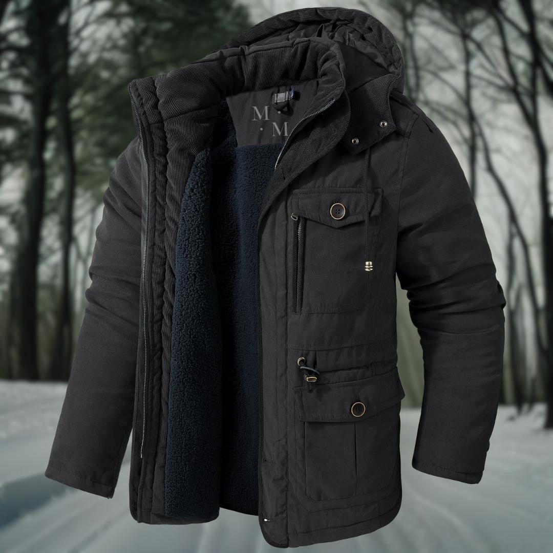 Warme Herren-Winterjacke, wasserdicht, stilvoll, mit modernen Nähten und vielseitigen Taschen, ideal für kalte Wintertage.