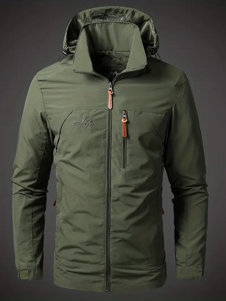 "Wasser- und winddichte Herren Outdoorjacke für alle Jahreszeiten, robust und stilvoll, ideal für Camping und Wandern"