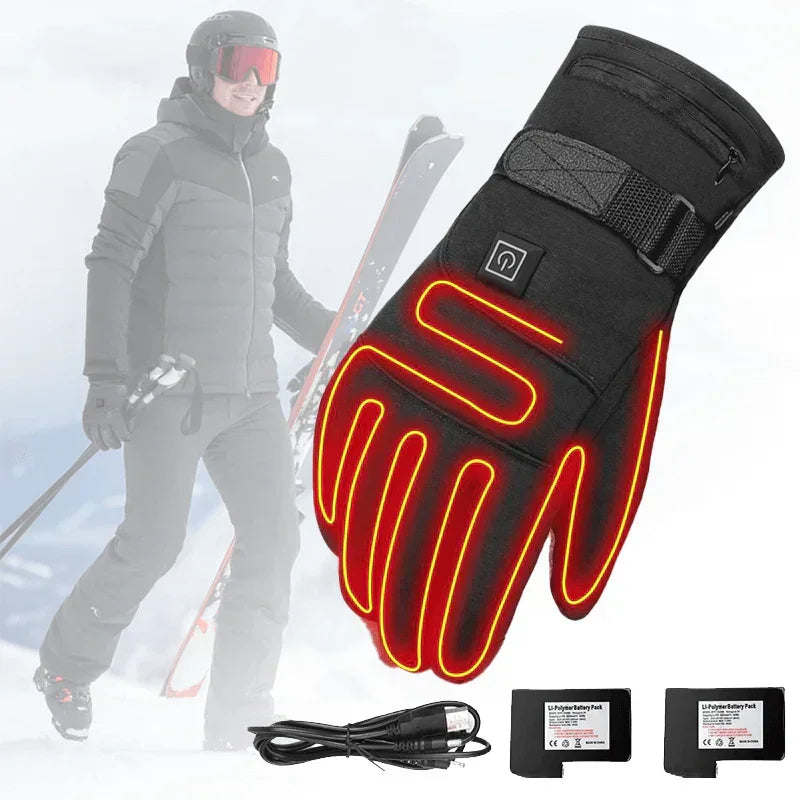 "Wasserdichte, elektrisch beheizte unisex Handschuhe für den Winter mit Fleece-Innenraum und Touchscreen-Funktion."