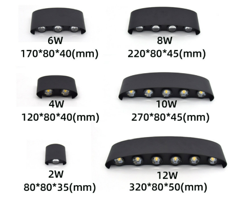 "Wasserdichte LED-Wandleuchte aus Aluminium, modernes Design, energieeffiziente Außenbeleuchtung, wetterfest, an Wand montier